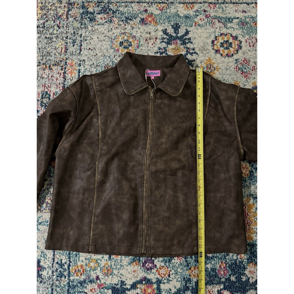 NEW Edikted Oversized Washed Faux Leather Jacket Size XL - Picture 7 of 10